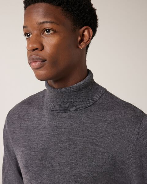 Merino Wool Roll Neck, Charcoal, hi-res